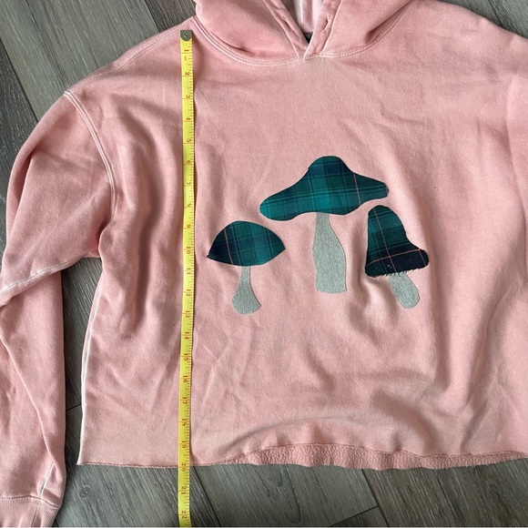 Custom Upcycled Mushroom Hoodie Reworked cropped sweatshirt Medium Pink - Picture 8 of 9